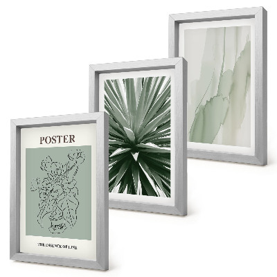 Triptych v ráme Rastlinné vzory v odtieňoch zelenej a béžovej