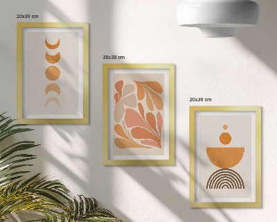 Triptych v ráme Abstraktné tvary v odtieňoch oranžovej