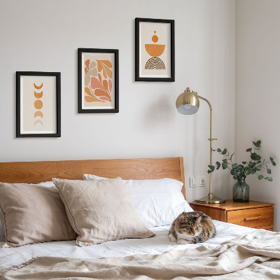 Triptych v ráme Abstraktné tvary v odtieňoch oranžovej