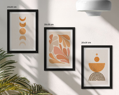 Triptych v ráme Abstraktné tvary v odtieňoch oranžovej