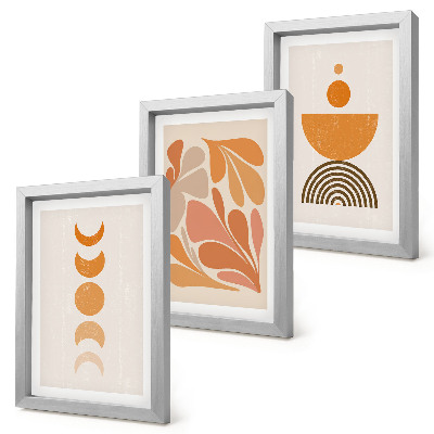 Triptych v ráme Abstraktné tvary v odtieňoch oranžovej