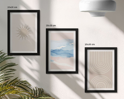 Triptych v ráme Slnko, vlny a abstraktné čiary v pastelových farbách
