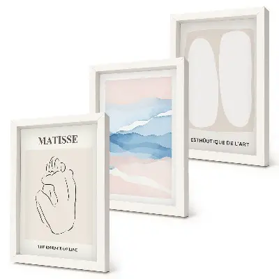 Matisseove abstraktné formy a jemné farby triptych v ráme