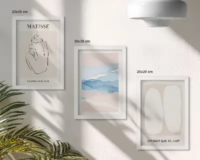 Matisseove abstraktné formy a jemné farby triptych v ráme