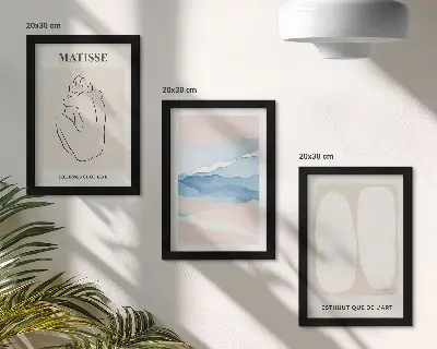 Matisseove abstraktné formy a jemné farby triptych v ráme