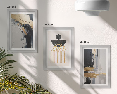 Sada obrazov do obývačky Geometrická abstraktná elegantná kompozícia