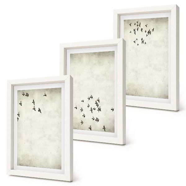 Triptych v ráme Minimalistický obraz lietajúcich vtákov