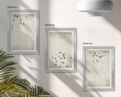 Triptych v ráme Minimalistický obraz lietajúcich vtákov