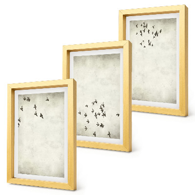 Triptych v ráme Minimalistický obraz lietajúcich vtákov