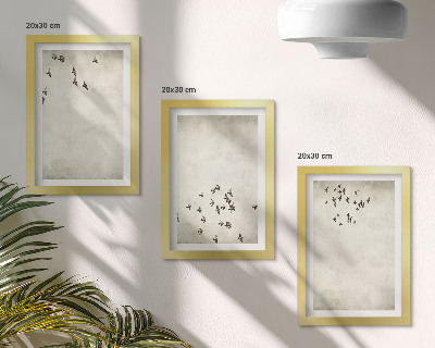 Triptych v ráme Minimalistický obraz lietajúcich vtákov