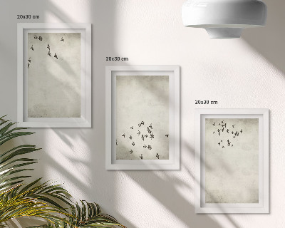 Triptych v ráme Minimalistický obraz lietajúcich vtákov