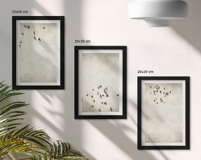 Triptych v ráme Minimalistický obraz lietajúcich vtákov