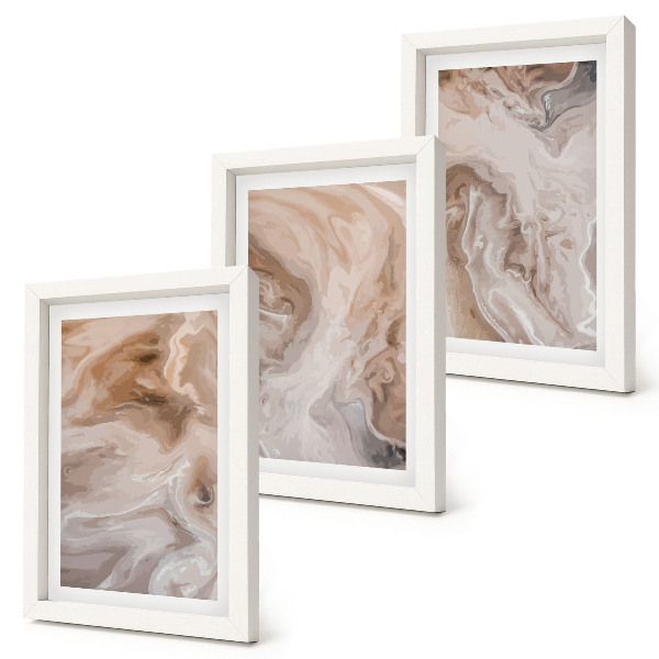 Triptych v ráme Mramorové abstraktné vzory kamenné textúry