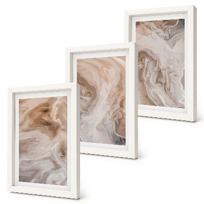 Triptych v ráme Mramorové abstraktné vzory kamenné textúry