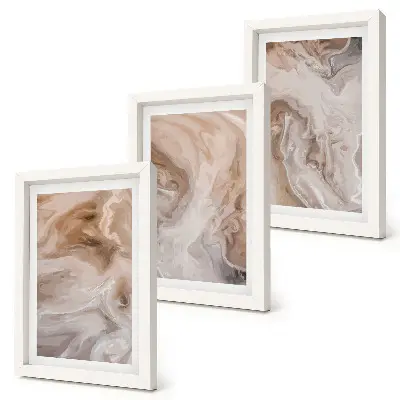 Triptych v ráme mramorové abstraktné vzory s kamennou textúrou