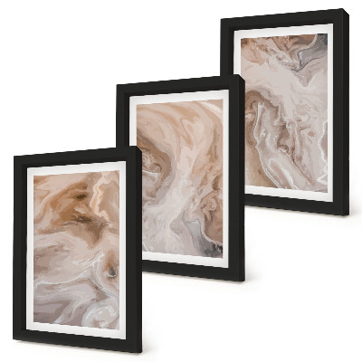 Triptych v ráme Mramorové abstraktné vzory kamenné textúry