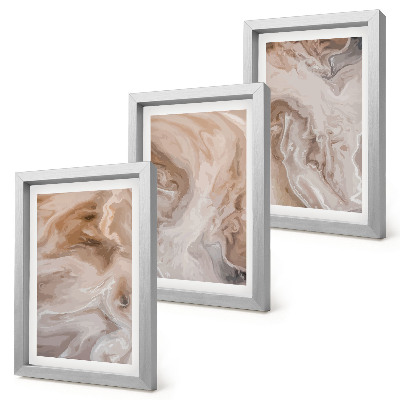 Triptych v ráme Mramorové abstraktné vzory kamenné textúry