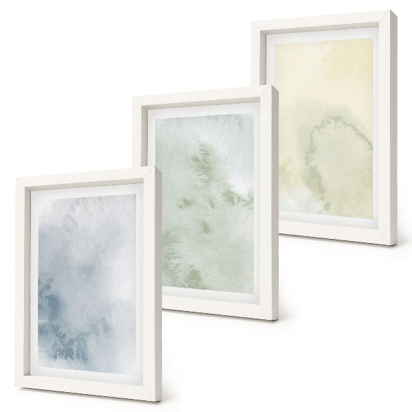 Triptych v ráme Pastelové akvarelové farby na plátne textúry