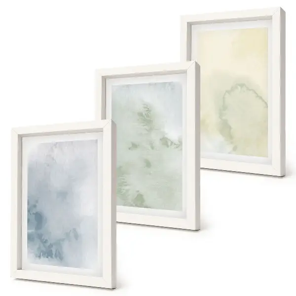 Pastelové akvarelové farby na plátne triptych v ráme