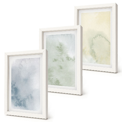 Triptych v ráme Pastelové akvarelové farby na plátne textúry