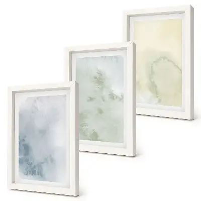 Pastelové akvarelové farby na plátne triptych v ráme
