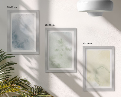 Triptych v ráme Pastelové akvarelové farby na plátne textúry