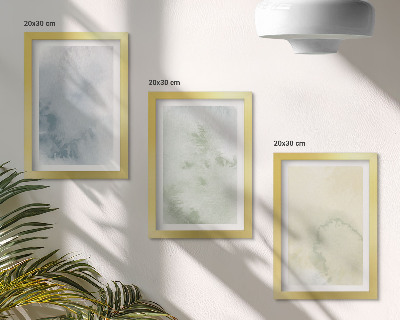Triptych v ráme Pastelové akvarelové farby na plátne textúry