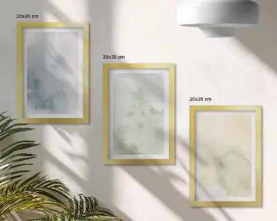 Pastelové akvarelové farby na plátne triptych v ráme