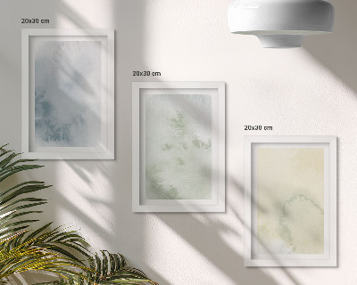 Triptych v ráme Pastelové akvarelové farby na plátne textúry
