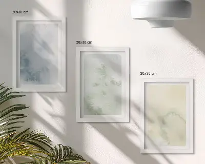 Pastelové akvarelové farby na plátne triptych v ráme