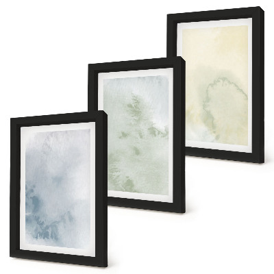 Triptych v ráme Pastelové akvarelové farby na plátne textúry
