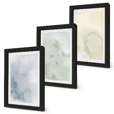 Pastelové akvarelové farby na plátne triptych v ráme