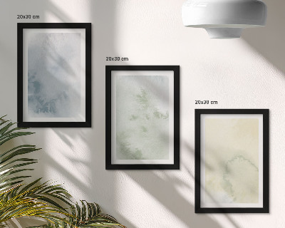 Triptych v ráme Pastelové akvarelové farby na plátne textúry
