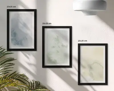 Pastelové akvarelové farby na plátne triptych v ráme