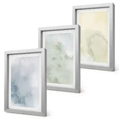 Pastelové akvarelové farby na plátne triptych v ráme