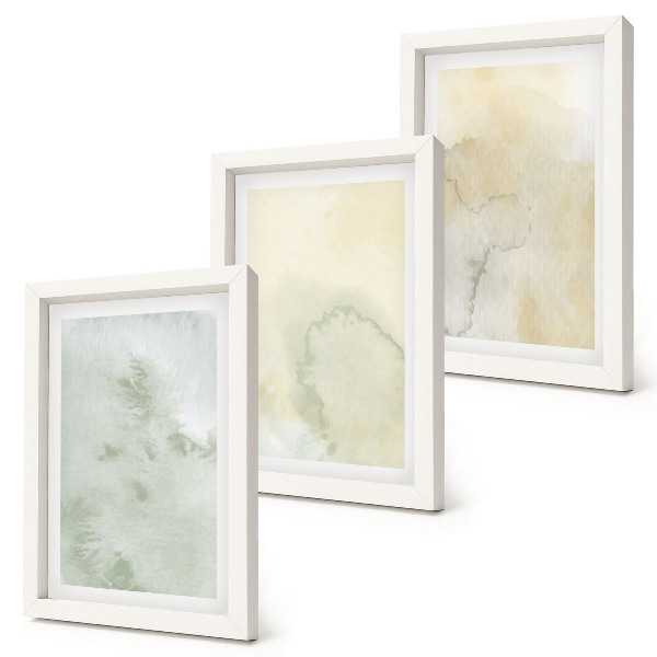 Triptych v ráme Pastelové akvarely na plátne s textúrami farieb