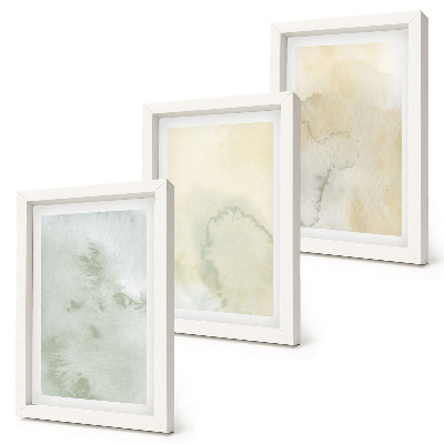Triptych v ráme Pastelové akvarely na plátne s textúrami farieb