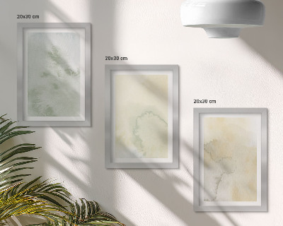 Triptych v ráme Pastelové akvarely na plátne s textúrami farieb