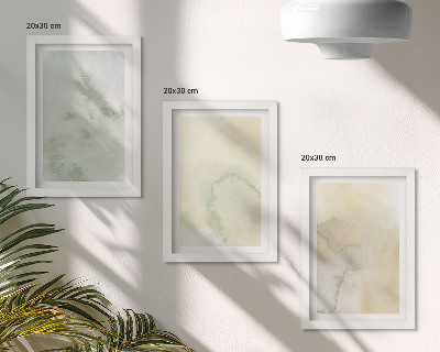Triptych v ráme Pastelové akvarely na plátne s textúrami farieb