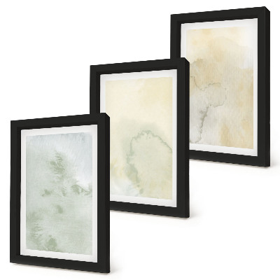 Triptych v ráme Pastelové akvarely na plátne s textúrami farieb
