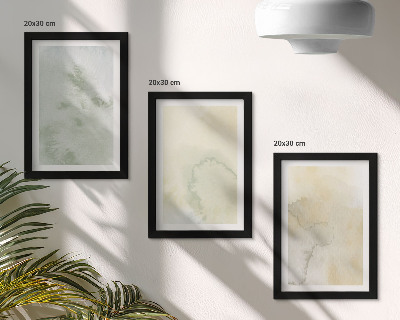 Triptych v ráme Pastelové akvarely na plátne s textúrami farieb