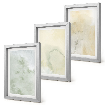 Triptych v ráme Pastelové akvarely na plátne s textúrami farieb
