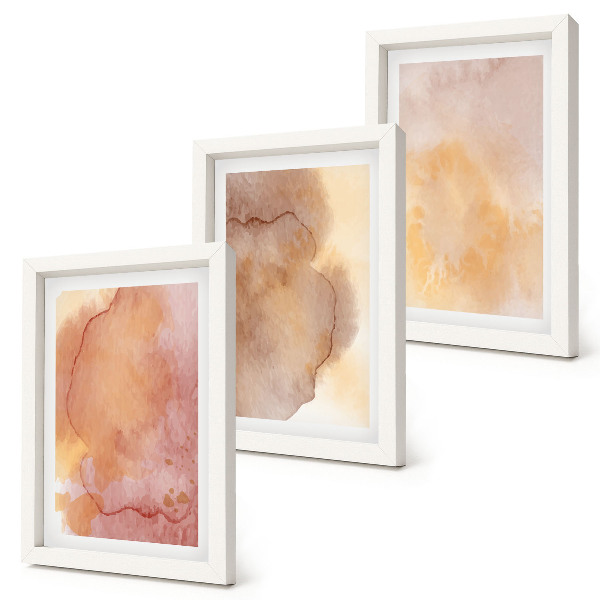 Triptych v ráme Teplé akvarely na plátne, farebné textúry