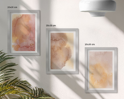 Triptych v ráme Teplé akvarely na plátne, farebné textúry