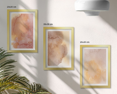 Triptych v ráme Teplé akvarely na plátne, farebné textúry