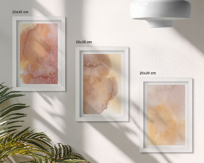 Triptych v ráme Teplé akvarely na plátne, farebné textúry