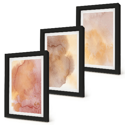 Triptych v ráme Teplé akvarely na plátne, farebné textúry