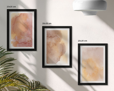Triptych v ráme Teplé akvarely na plátne, farebné textúry
