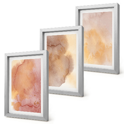 Triptych v ráme Teplé akvarely na plátne, farebné textúry