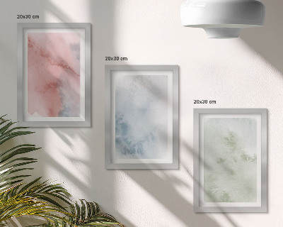 Triptych v ráme Pastelové štruktúry farebných akvarelov na plátne